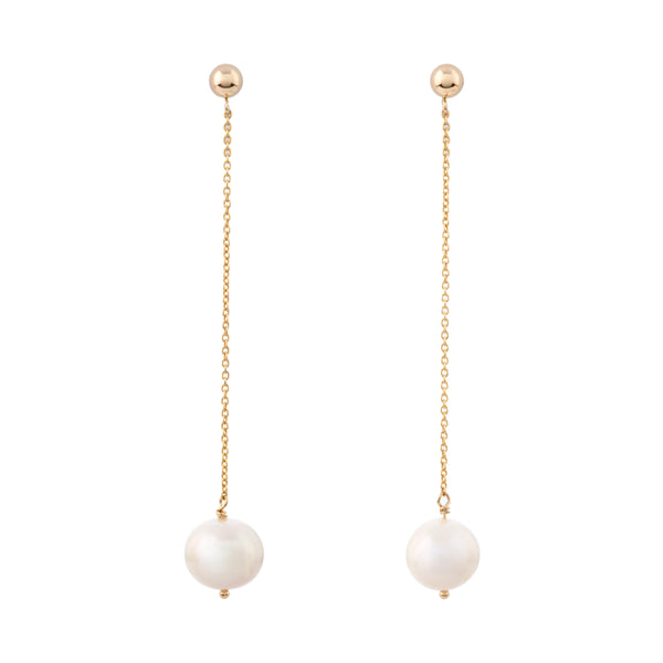 Linear drop pearl earrings