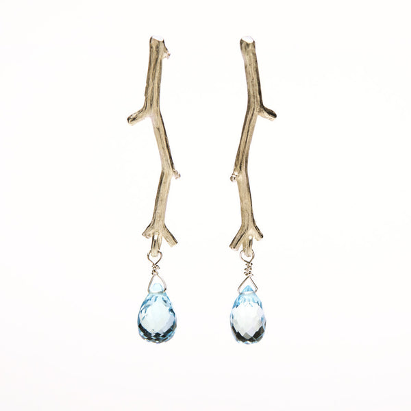 Twig earrings with briolette stones