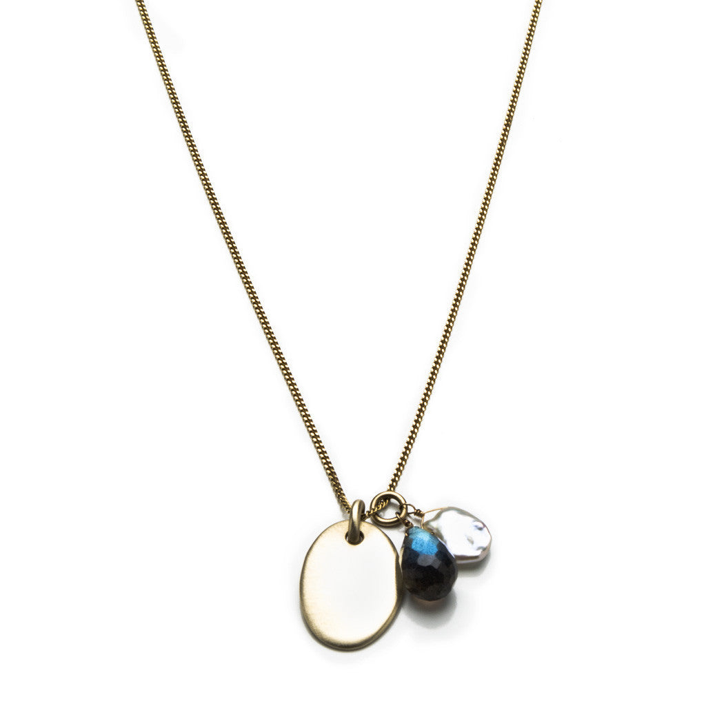 Gold oval tag necklace