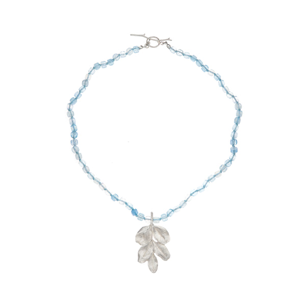 Aquamarine leaf necklace