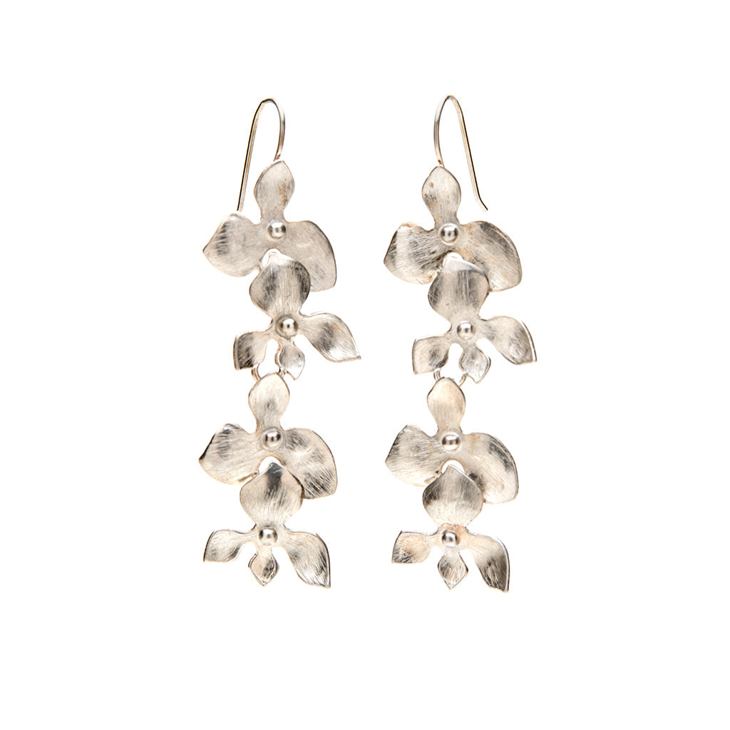 Long orchid earrings