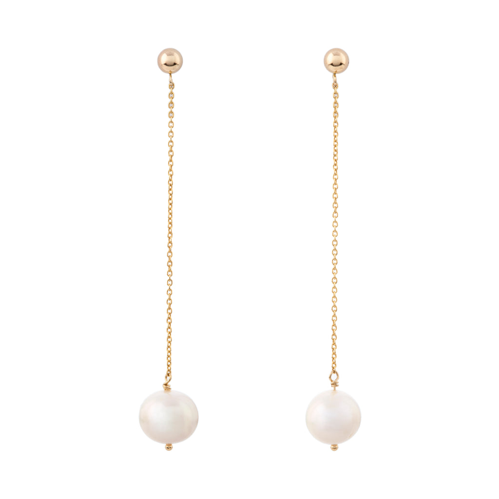 Linear drop pearl earrings