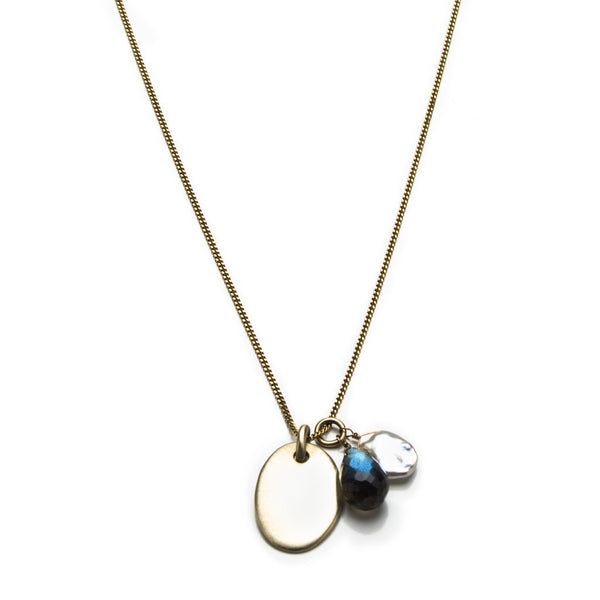 Gold oval tag necklace