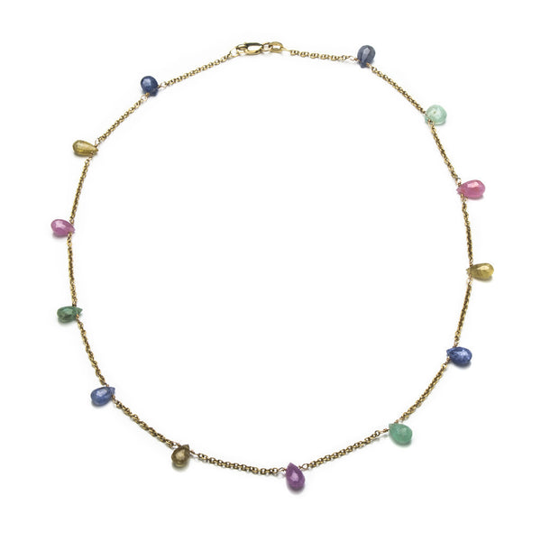 Multi sapphire and gold necklace